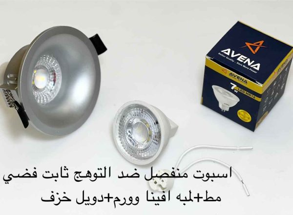 اسبوت منفصل ضد التوهج ثابت فضي مط + لمبة أفينا وورم + دويل خزف