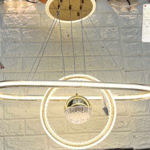 نجفه ليد 3 إضاءة بالريموت كود 06 اطار لون ذهبي