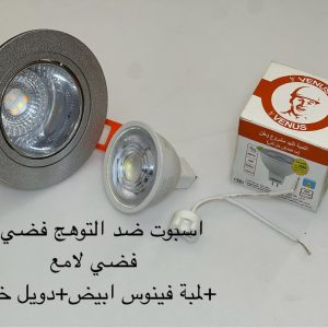 اسبوت ضد التوهج فضي x فضي لامع + لمبة فينوس أبيض + دويل خزف