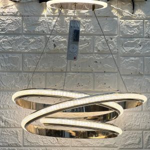 نجفة ليد 3 إضاءة بالريموت كود j319 إطار ذهبي