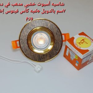 شاسيه اسبوت خشبى مدهب في دهبي 7 سم بالدويل+ لمبه كأس فينوس اضاءة وورم