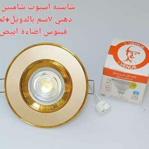شاسيه اسبوت شمبين فى ذهبي 7 سم بالدويل+ لمبه كأس فينوس اضاءة ابيض