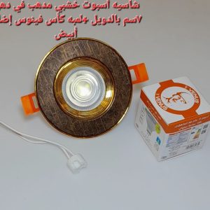 شاسيه اسبوت خشبى مدهب في دهبي 7 سم بالدويل+ لمبه كأس فينوس اضاءة ابيض