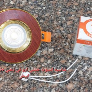 شاسيه اسبوت خشبي أرو x ذهبي + لمبة كاس فينوس إضاءة أبيض