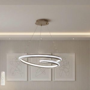 نجفة ليد 3 إضاءة بالريموت كود 014 اطار لون بلاتيني