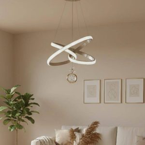 نجفة ليد 3 إضاءة بالريموت كود 33 اطار لون بلاتيني