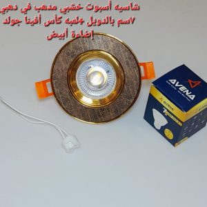 شاسيه اسبوت خشبى مدهب في دهبي 7 سم بالدويل+لمبه افينا جولد اضاءة ابيض