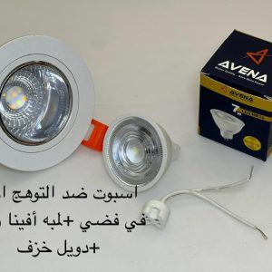 اسبوت ضد التوهج أبيض x فضي + لمبة أفينا وورم + دويل خزف