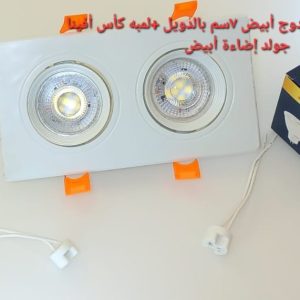 شاسيه اسبوت مزدوج أليض 7سم بالدويل+لمبه كأس افينا جولد إضاءة أبيض