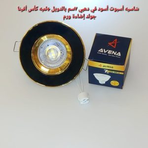 شاسيه اسبوت أبيض*فضي 7سم شاسيه اسبوت اسود*دهبي بالدويل+لمبه كأس افينا جولد إضاءة ورم